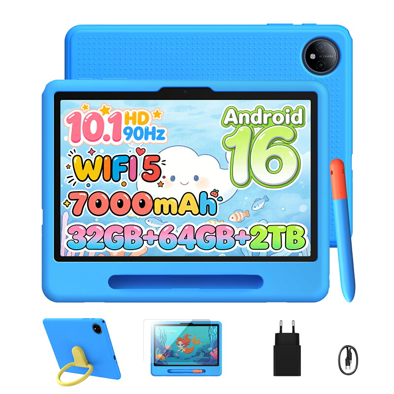 【限定 50%オフ】子供タブレット Aoylym P10KID Android 16 キッズタブレット 10インチ 90Hz ディスプレイ 32GB RAM+64GB ROM+2TB拡張可 7000mAhバッテリー GOOGELE KIDS スペース 保護者モード 学習タブレット 顔認証 ブルーライトカット強化ガラス ケース付き 画像3